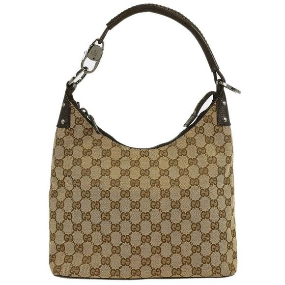 Gucci Ring Handle Zip Hobo Gg Canvas Beige Canvas Handbag (Pre-Owned) - Picture 1 of 10